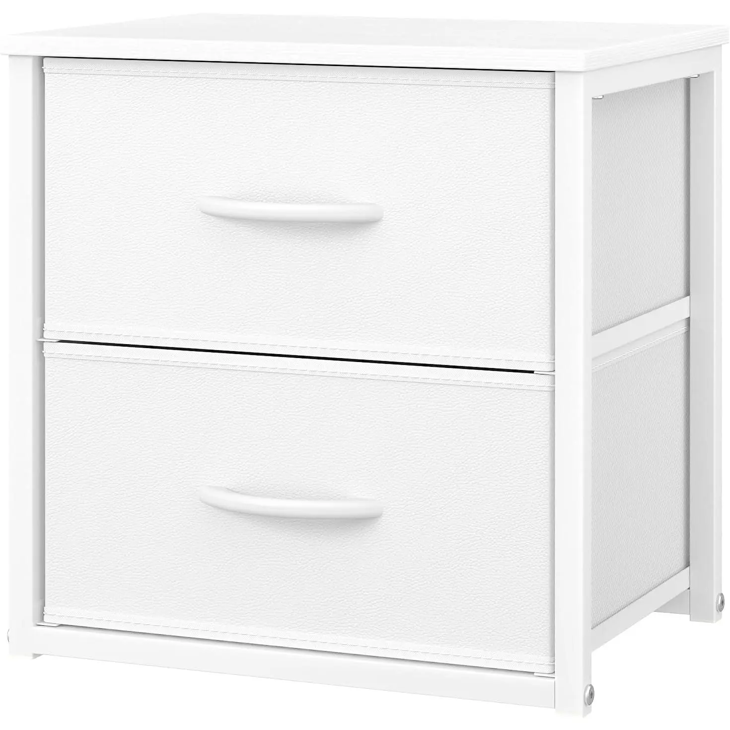 Stackable Storage Drawers, White Closet Organizer with Wooden Top & Metal Frame, Closet Storage Drawers for Clothes, Freestanding or Stackable Dresser for Bedroom, Living Room, Under Bed