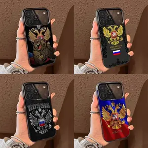 Russia Russian Flag Emblem National Phone Case For iPhone 17 Promax 17e 17 16 15 14 13 12 11 Mini Pro Max Air For Samsung S26 Ultra S25 S24 S23 S22 FE Plus Edge Anti-Fall Transparent shockproof protection TPU Soft silicone Back Cover For Fans Gift