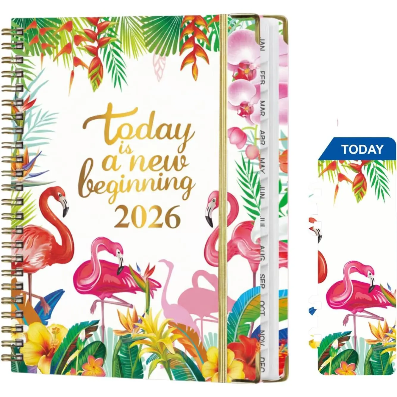 2026 Academic Daily Women Planner, Jan 2026-Dec 2026 Weekly and Monthly Teacher Planning Book,Cute Hard Cover Calendar Book with Tabs, A5 (6.3" x 8.5") for School Office , Flamingos