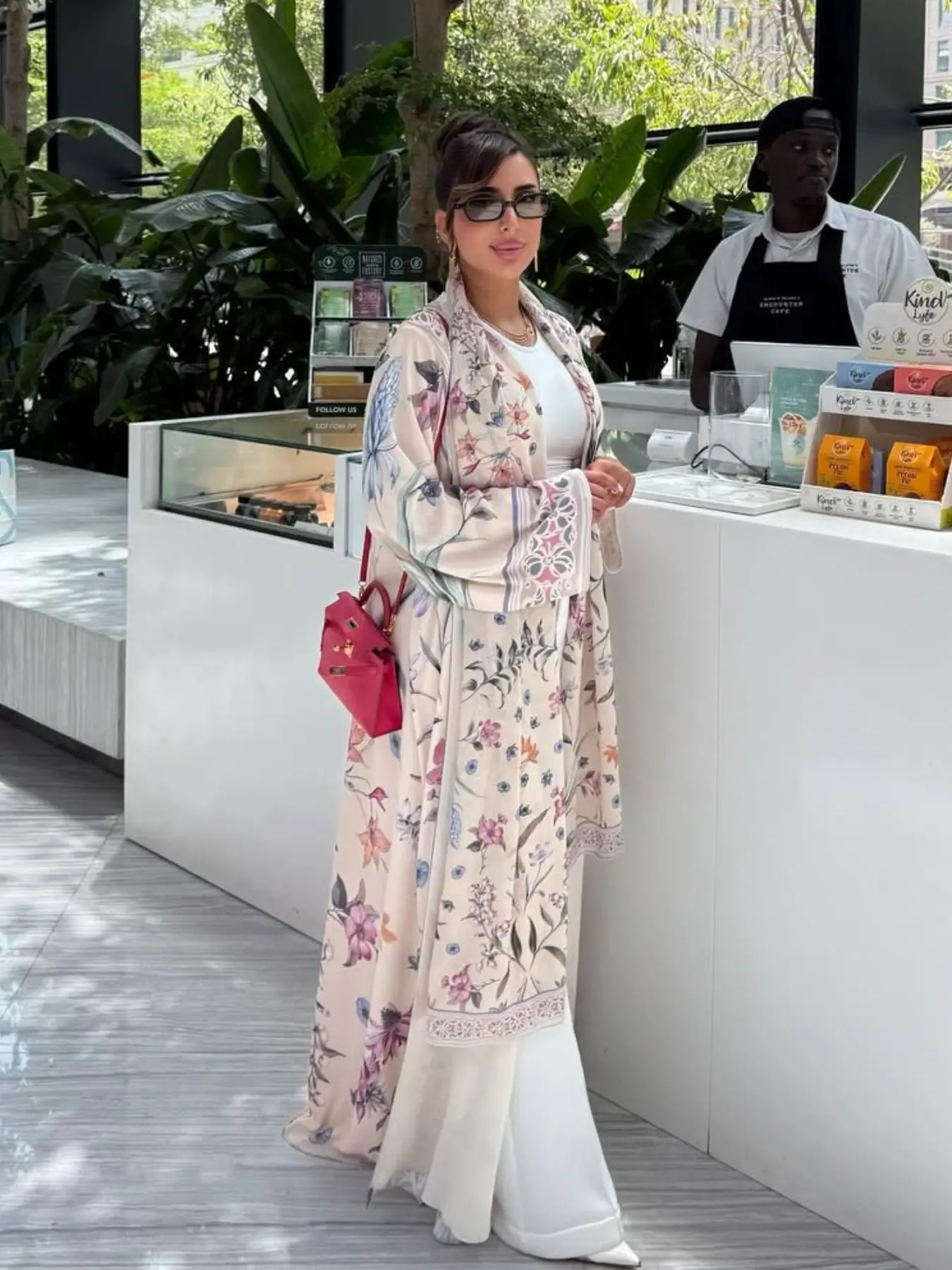 Muslim Women's Abaya Set with Hijab, Elegant Islamic Clothing, Simple Floral Print Long Robe Jacket, Casual Party Beachwear, All Seasons Wear