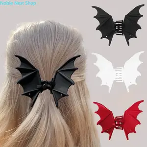 Matte Black Metallic Bat Hair Claw Clip Set, Quirky Gothic Hair Clamps for Teen Girls, Secure Hold Hair Accessories Perfect for Half Updos, Messy Buns & Daily Alternative Outfits