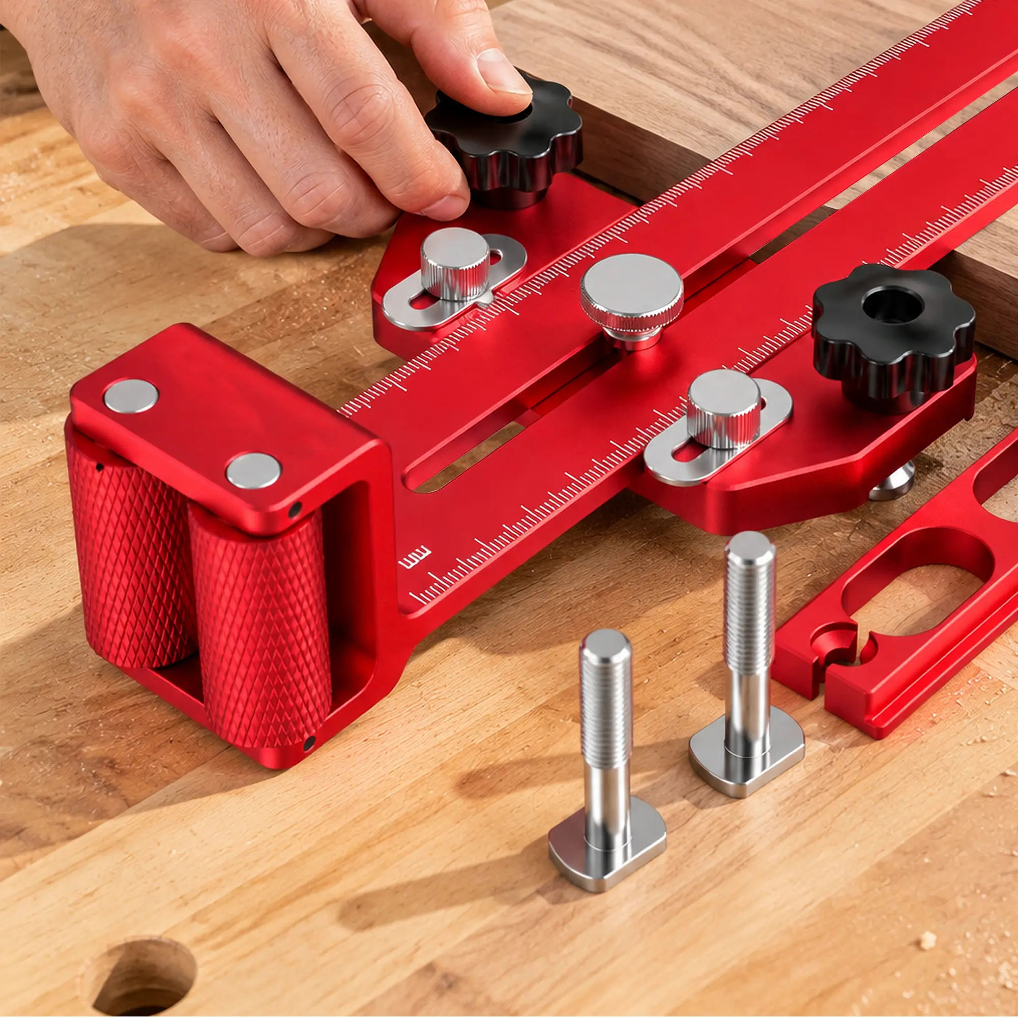 IdealHouse Precision Table Saw Jig, Extended Adjustable Saw Guide Tool with CNC-Milled Groove, Anti-Kickback Woodworking Measuring Tool for Narrow Cuts