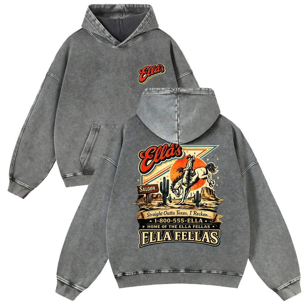 Vintage Cowboy Graphic Hoodie Oversized Heavyweight Acid Wash Sweatshirt, Unisex Texas Western Rodeo Retro Streetwear Hooded Top