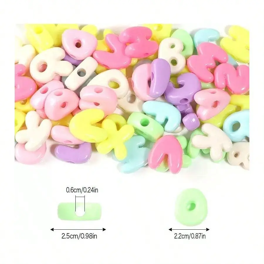 500g/160pcs Large Letter Beads Big Chunky Letter Bead A-Z Acrylic Alphabet Bubble Beads For Paracord Bead Bag Charm Keychains Crafts Education Leanig
