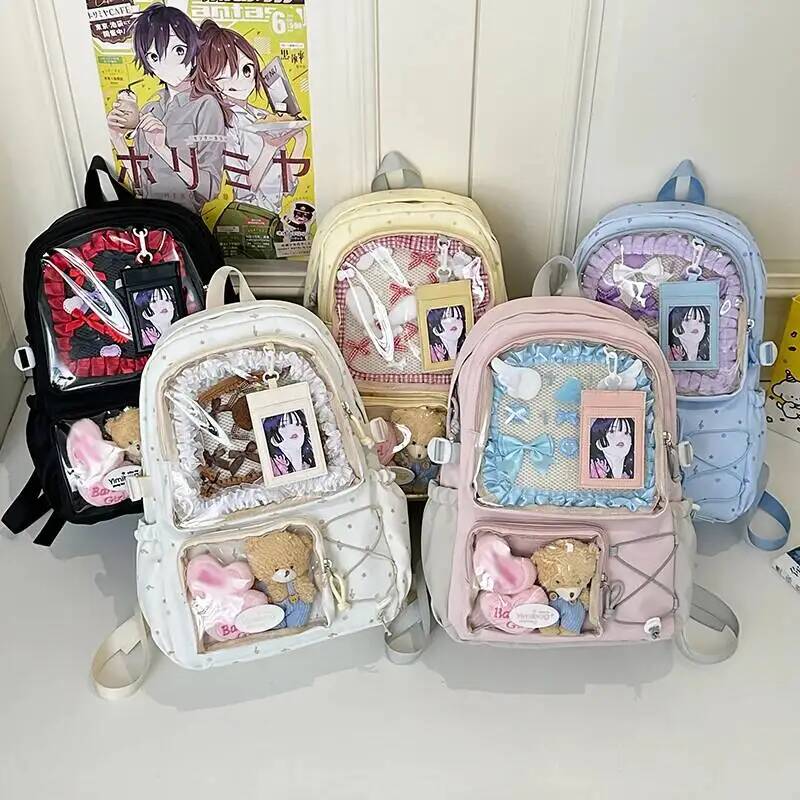 New Y2K Cute Ita Backpack Large Capacity Commute Rucksack Girl Transparent DIY Display Knapsack Outdoor Fashion Travel Schoolbag