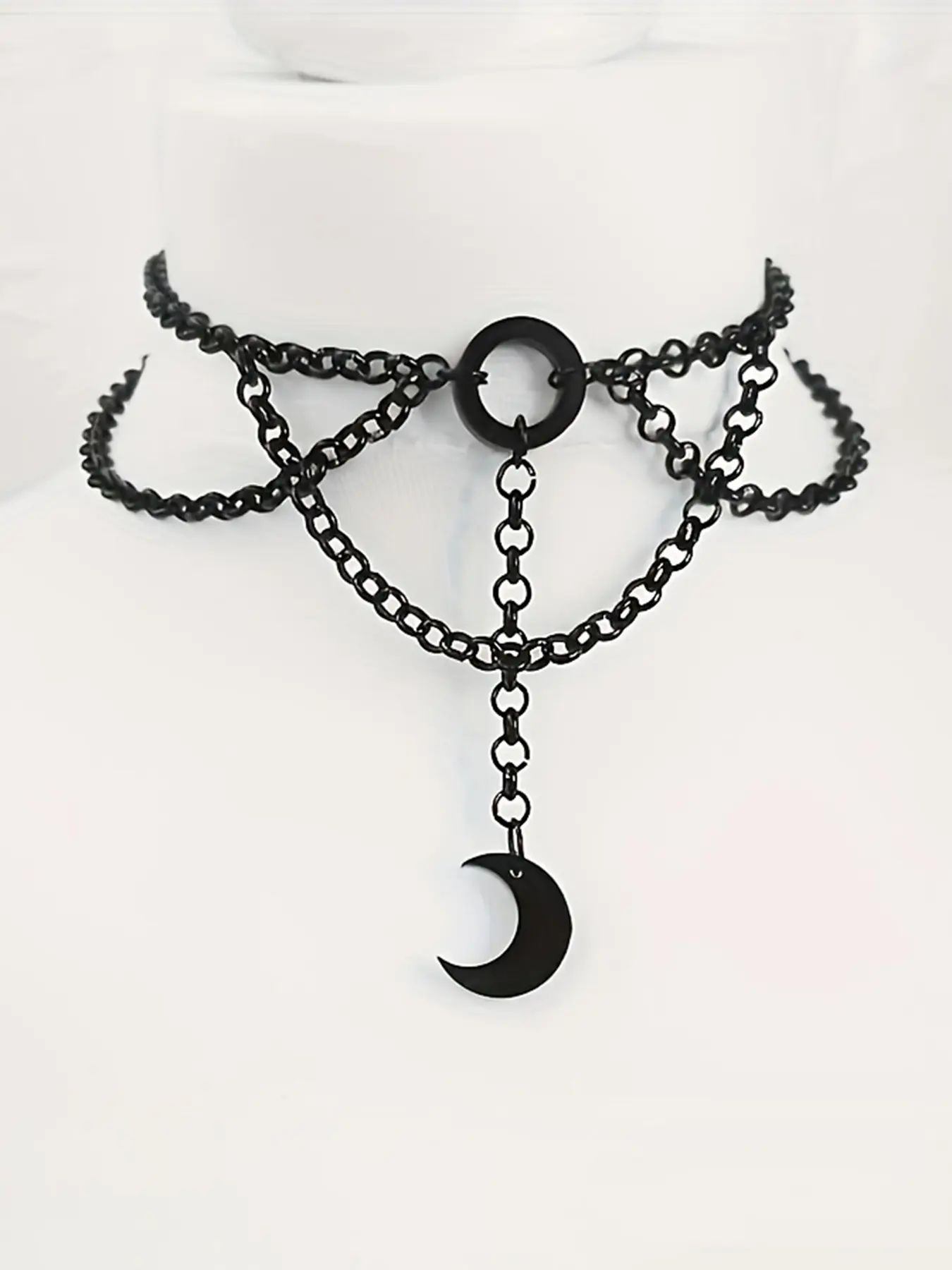 Gothic Moon Pendant Necklace for Women, Costume Jewelry Necklace, Vintage Simple Style Chain Design, Perfect for Night Club and Party, Street Fashion, Gothic Witch Jewelry, Costume Necklaces