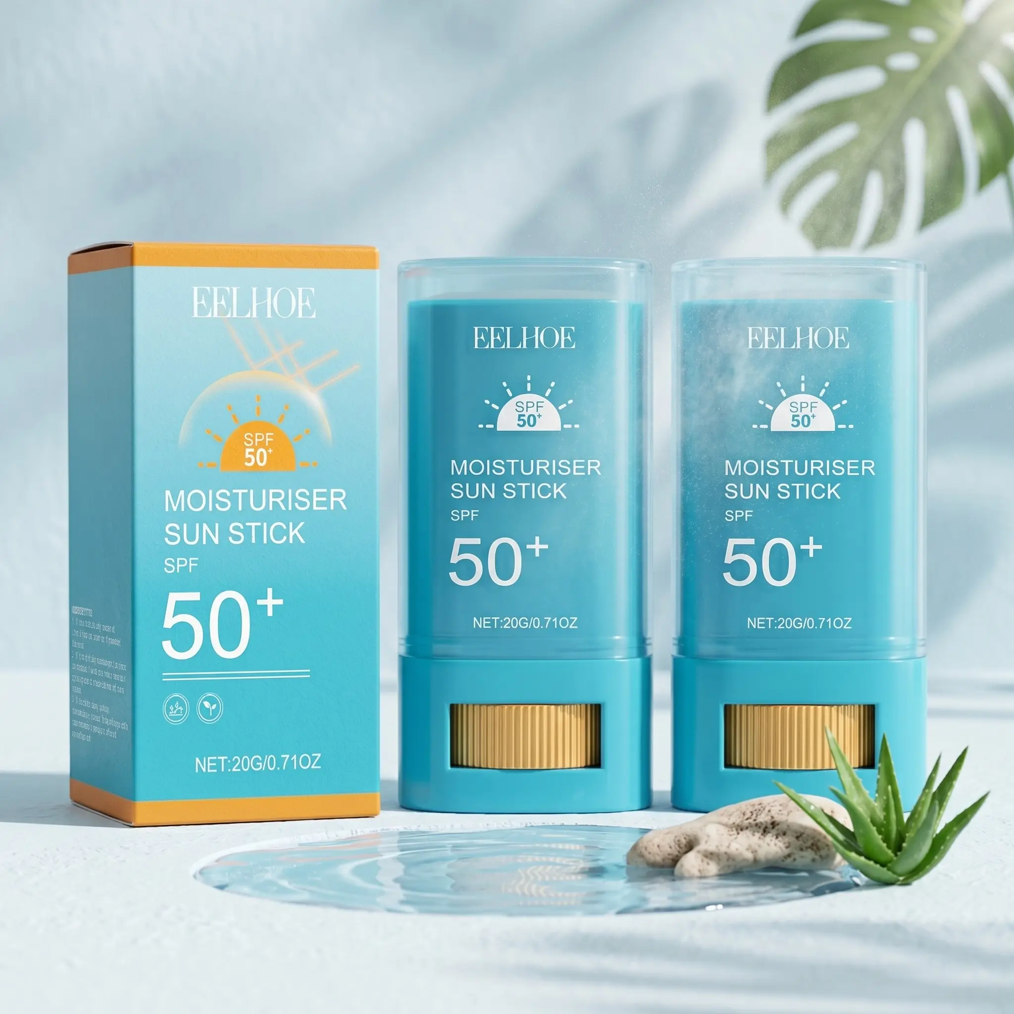 Centella Asiatica Portable Moisturizing Protection Stick Set(20g*2), Refreshing Outdoor Hydration, Waterproof Heat-Resistant,Moisturizes Skin, Softens Skin, Outdoor Activity Protective Stick
