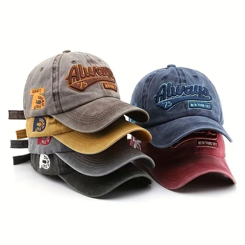 5pcs Adjustable Baseball Caps with "Always" Letter Embroidery Design, Breathable, Stylish Outdoor Sun Protection Hat for Hiking, | Stylish Headwear | Versatile Fashion Cap and Travel, Baseball Hats for Men | Caps for Women Hat Set