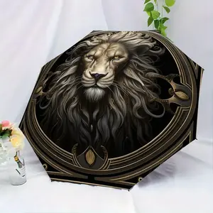 Lion Head Automatic Folding Umbrella, Portable 8-Rib Design, Perfect for Rain and Sun, Ideal Gift for Christmas and Birthday