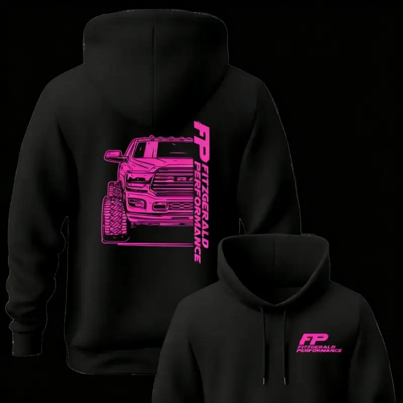 Women's FP Pink Line Truck Graphic Hoodie - Unisex Comfy Casual Street Style Pullover, Diesel Mechanic Vibes, Trendy Gift for Truck & Auto Lovers, Vintage Oversized Custom Purple Rain Shirt