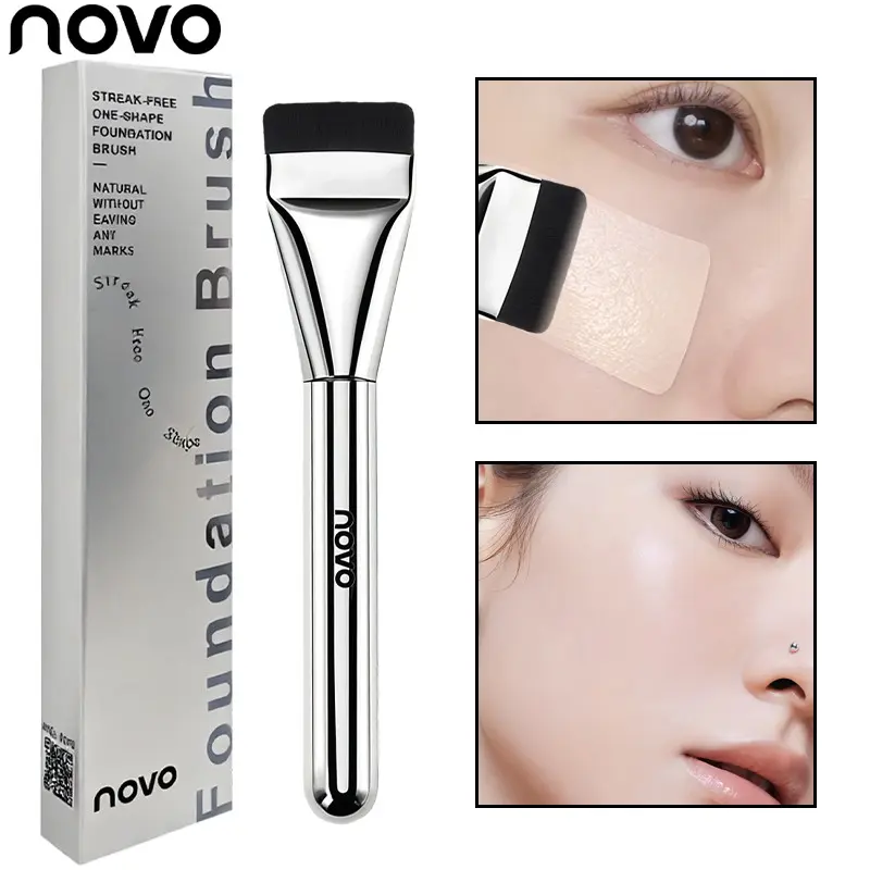 1pc/2pcs Flat Foundation Brushes, Ultra Thin Face Mask Brushes, Cosmetics Brush, Quick & Even Application, No Streaks, Soft Bristles For Seamless Application, Ideal For Liquid Foundation And Cream Face Makeup, Korean Makeup Brush