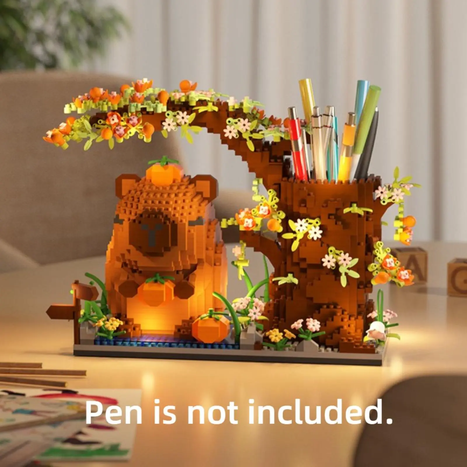 Capybara Building Blocks Set -1800+PCS Cute Animals & Flowers Building Bricks Kit Kawaii Capybara Gifts, Capybara Stuff Pen Holder&Desk Organizer, Arts &Crafts for Boys Girls Adult