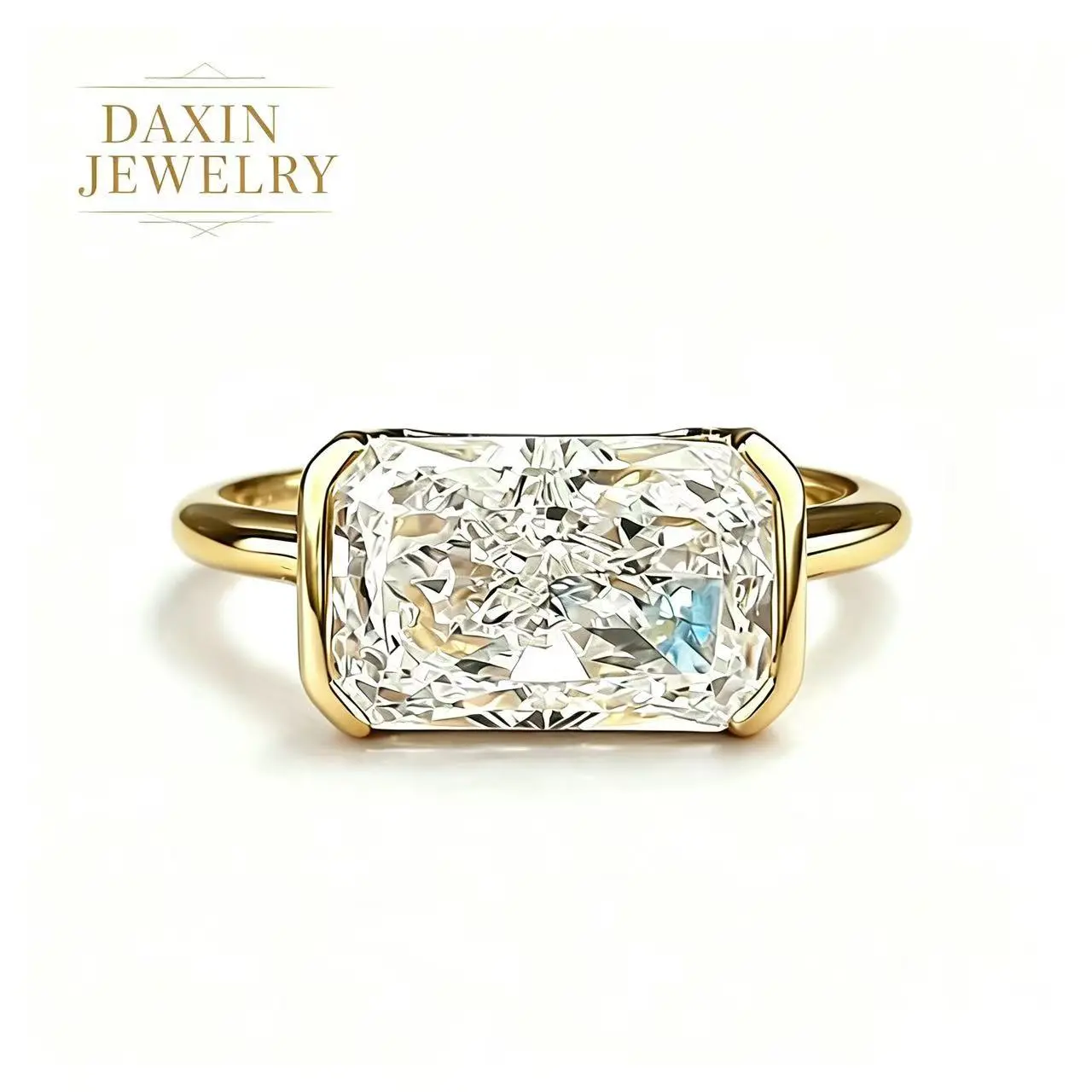 This dazzling gemstone ring, featuring a large rectangular gemstone and crafted from 925 sterling silver, combines Eastern and Western styles, making it the perfect anniversary gift for a woman