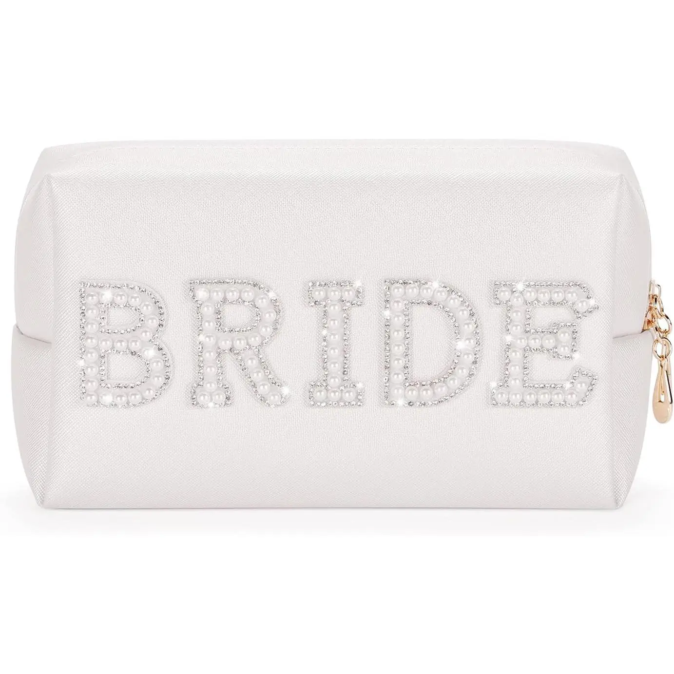 Bride Letter Makeup Bag, Bride To Be Gifts Bling  Rhinestone Patch  Bag,  PU Travel Toiletry Bag for Bachelorette Party Women Wedding Bridal ()