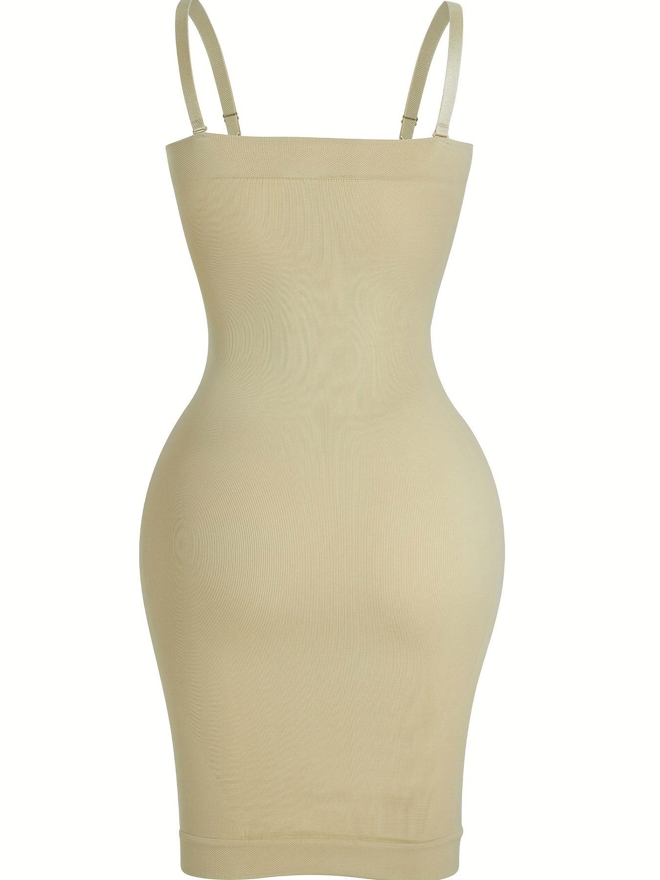 Women's  Basic Soft Solid Adjustable Strap Seamless Bodycon Shapewear Slip, Casual Plain Spaghetti Strap Tummy Control Dress Slip for Under Dress, Ladies Cami Body Shaper for Club Party, Underwear