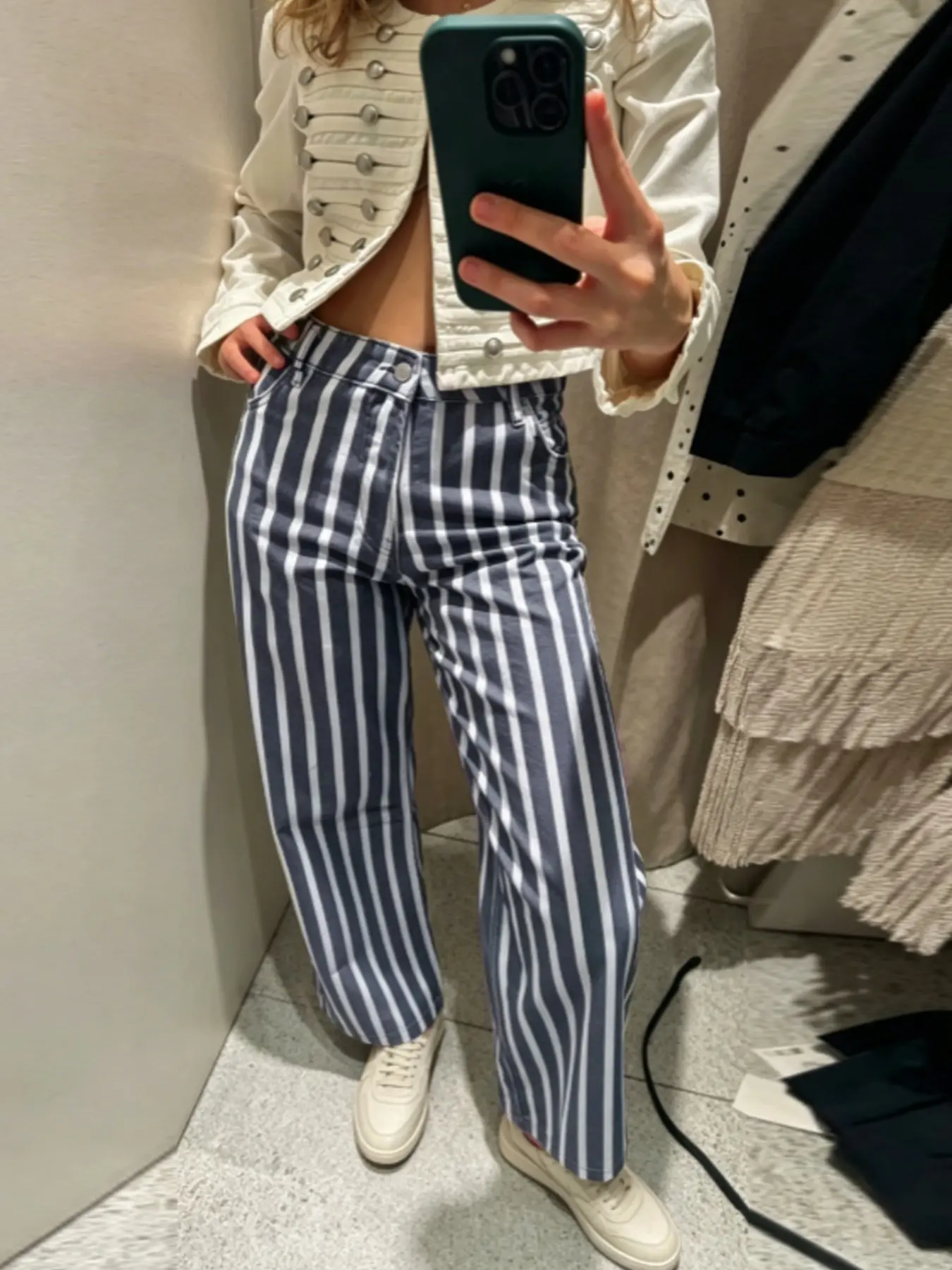 Blue White Striped Baggy Jeans Women's Pants Summer 2026 Ladies Fashion Mid Waist Wide Leg Loose Straight Trousers Casual Office Wear Women Beach Resort Vacation Streetwear Denim Pants