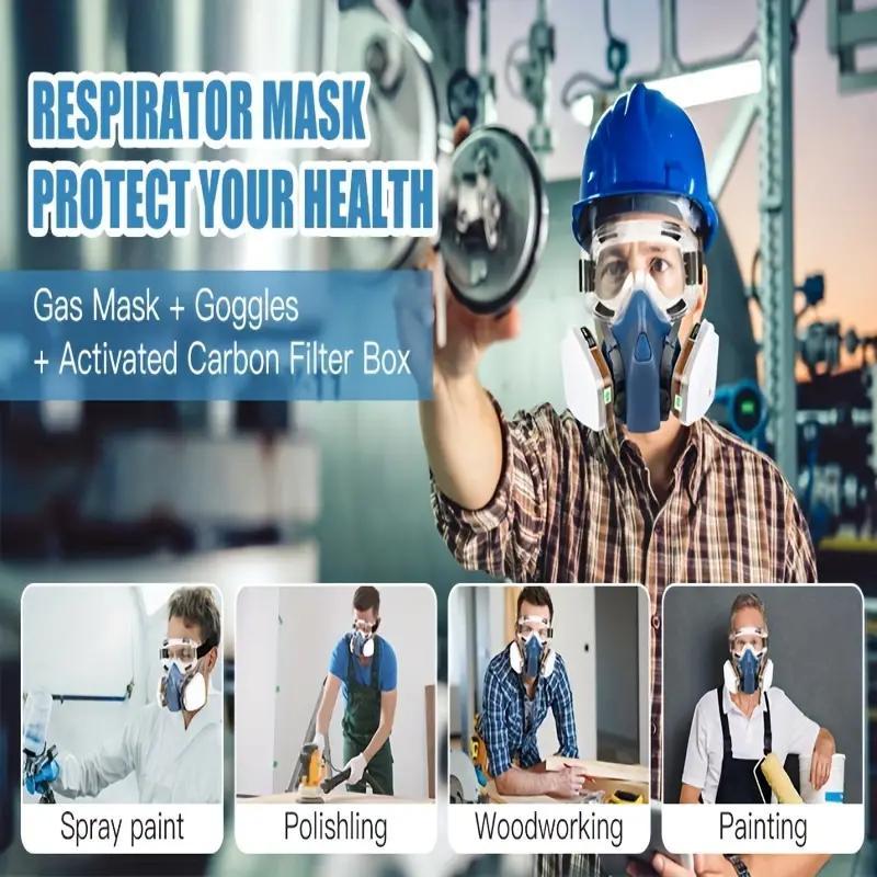 Reusable Half Face Mask with 2 Filter, Dustproof Gasproof Mask, Safety Mask for Paint, Woodworking, Construction, Polishing, Chemical, DIY