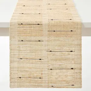Ramie Table Runner for Dining Table, Boho Modern Farmhouse Table Decor, Natural Woven Table Runner for Kitchen, Dining Room, Coffee Table & Entryway, Housewarming Gift
