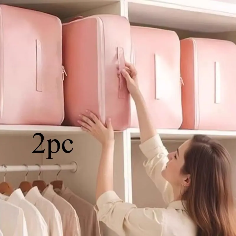 2-Pack Storage Bags, Large Capacity Compressible Organizer for Clothes, Quilts, Blankets, Moisture-Proof, Dustproof, Home, Dorm, Moving, Travel