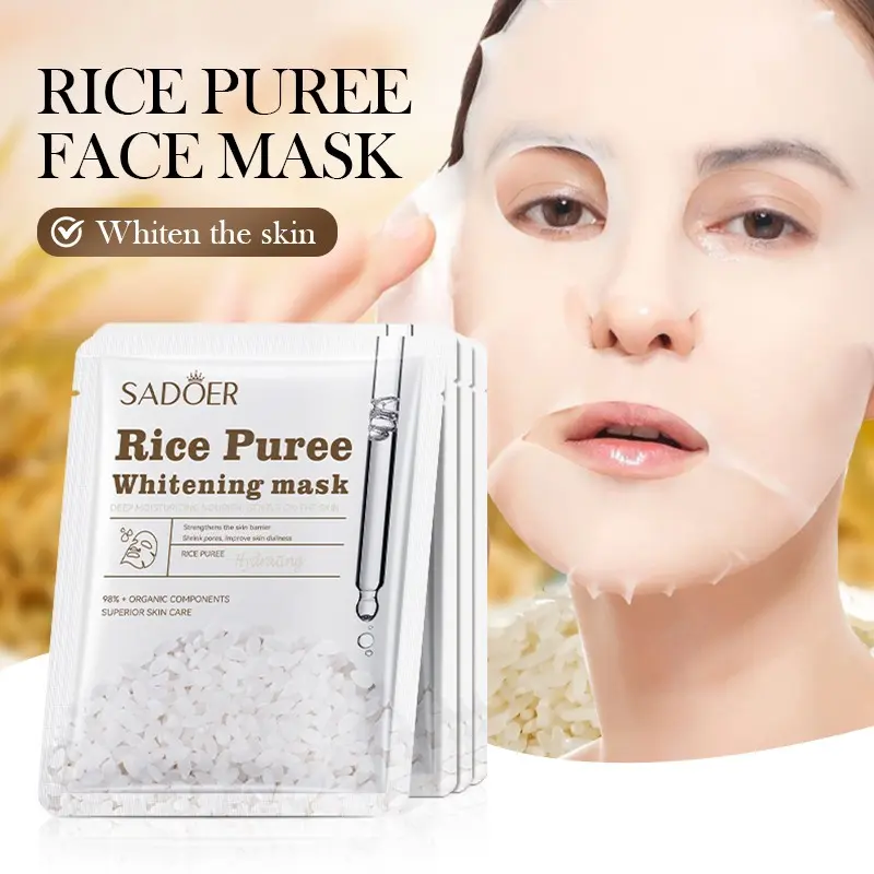 Rice Brightening Mask 25g/piece, Rice Essence for Skin Brightening, Hydrating and Moisturizing, Moisturizing Facial Mask, Single Pack, Portable for Travel, 20pcs/10pcs/5pcs