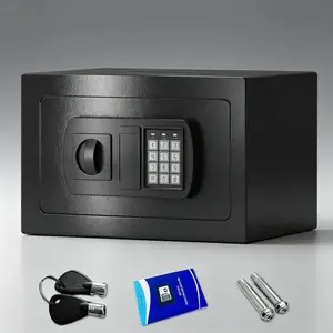 0.23/0.44 Cu Ft Mini Home Money Safe Digital Keypad Security Box with Pass Code Lock and Keys Black for Office Hotel Coin Storage