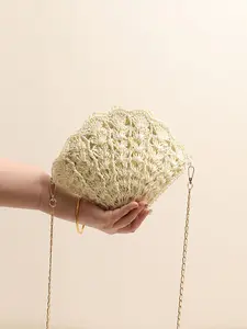 🤍Boho Crochet Shell Clutch | Summer Straw Crossbody Bag Handmade Woven Shell Purse, Perfect Beach Party Bag✨ Obsessed with this cute shell woven mini bag!