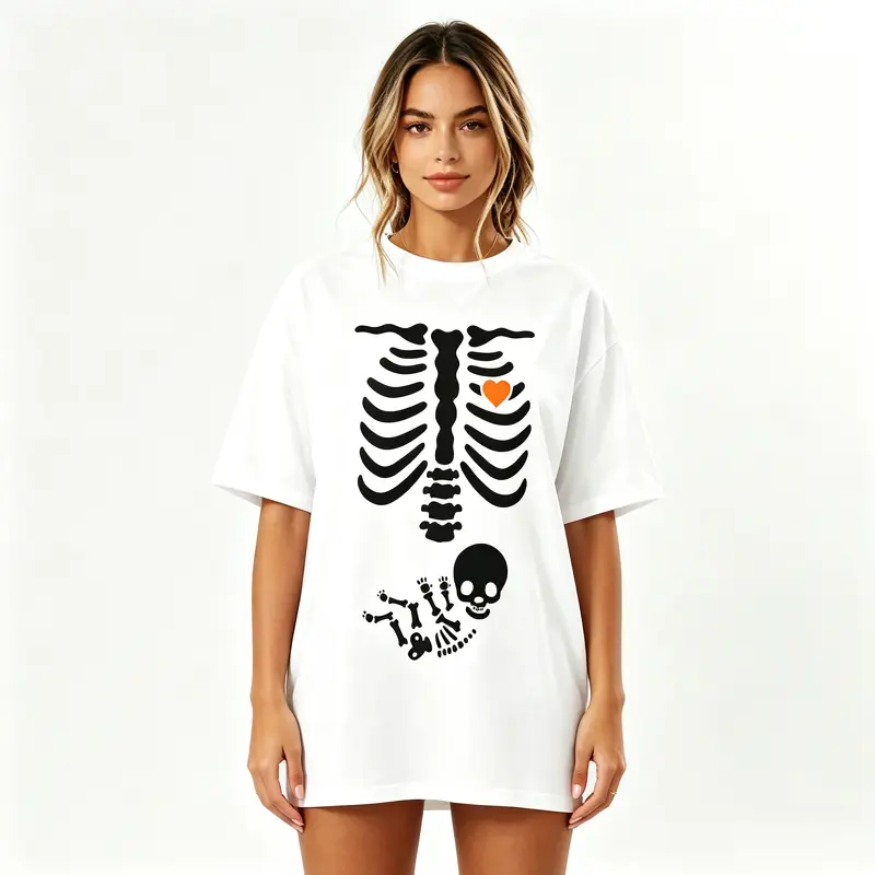 Skeleton Halloween Maternity Shirt, Funny Pregnancy Announcet Shirt 2025, Pregnant Wo Costume, Fall New Mom Shirt