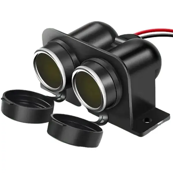 Nilight 12VDC Universal Waterproof Dual Cigarette Lighter Socket - Pre-Wired, 2 Plastic Mounting Screws & Cover, High Current Resistance Power Plug Replacement Receptacle for Cars, Motorcycles (50060B), Car, Motorcycle, Rv Charging