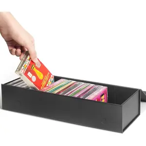 Cassette Tape Storage Box, Cassette Tape Holder 14.25 x 4.5 x 3 Inch, Store Up to 20 Cassette Cases – 1 Pack