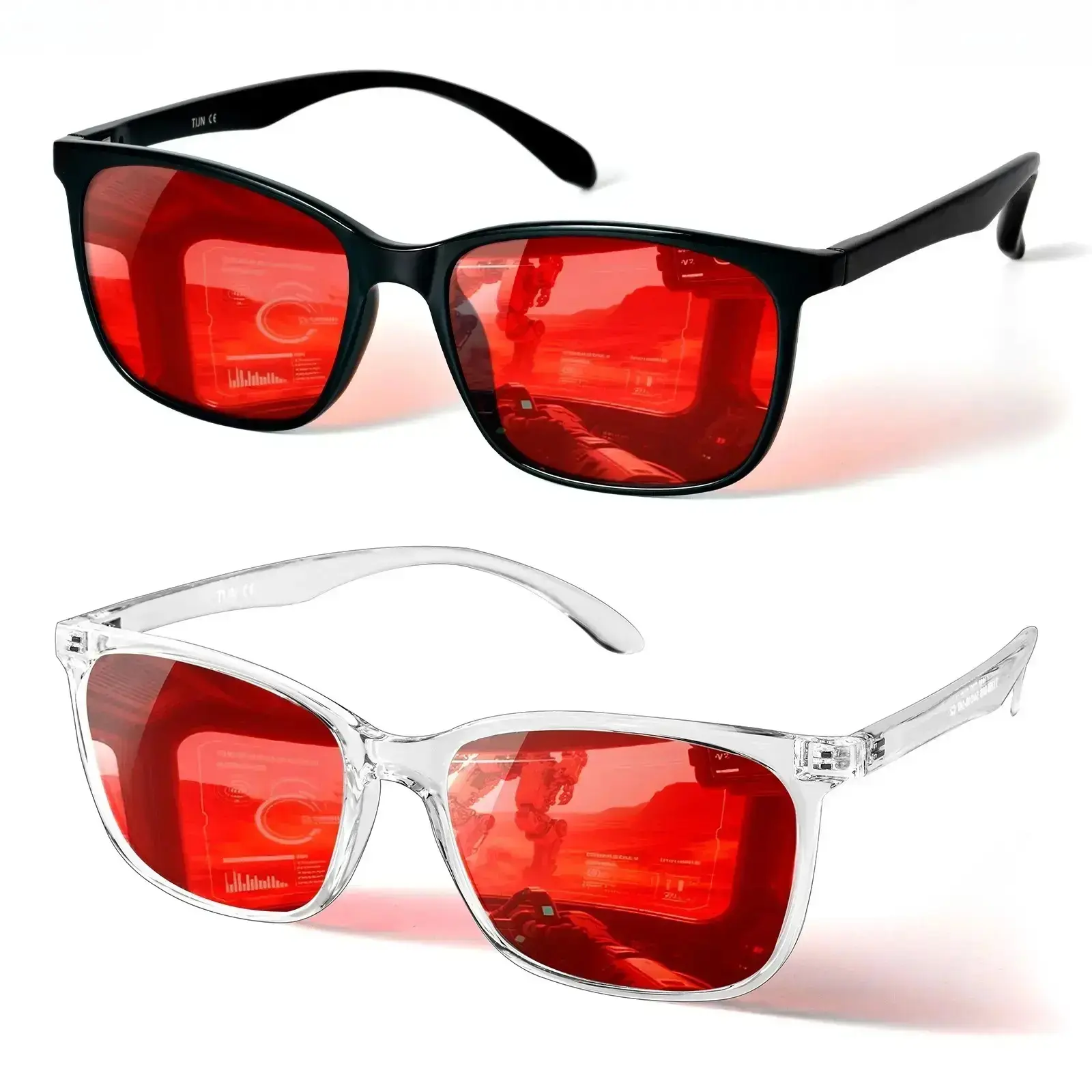 Blue Light Blocking Sleep Glasses for Men & Women, 99.9% Blue & Green Light Filter, Lightweight TR90 Square Frame with Dual AR Coating, Anti Eye Strain Computer Gaming Glasses for Screen Time, Reading & Nighttime Use