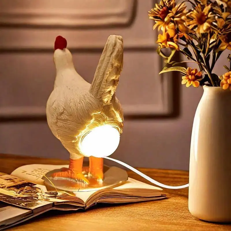 Cute Chicken Egg Night Light, Farmhouse Resin Decor Lamp with Soft Lighting, Compact USB Powered LED Glow for Kids & Adults