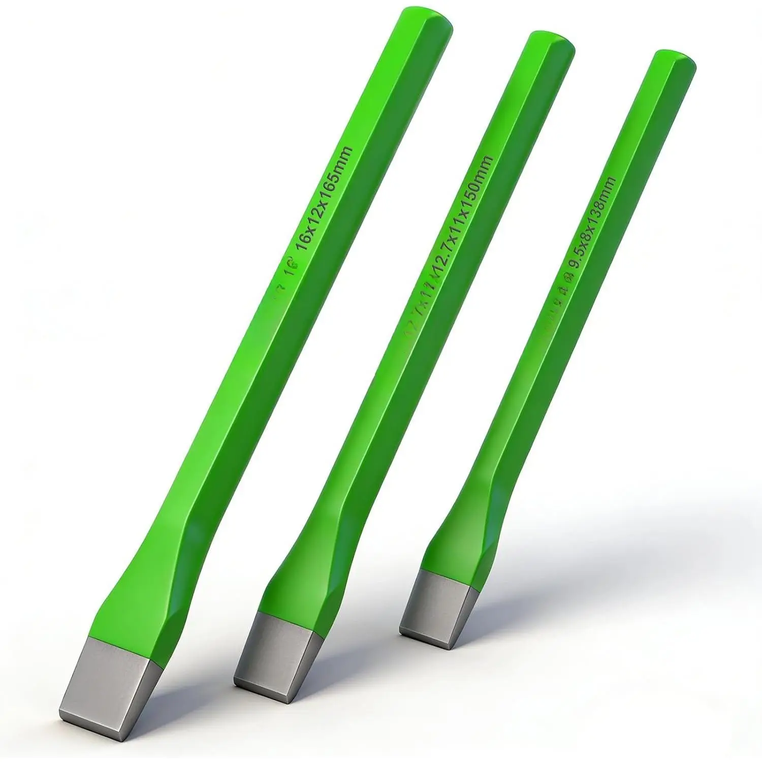 3- Heavy Duty Cold Chisel Set, 3/8-Inch, 1/2-Inch, 5/8-Inch  Metal Chisels, Heavy Duty Carbon Steel Chisel Set for Carpentry, Masonry, Woodworking, Stone Chisels