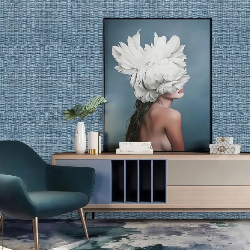 Modern Minimalist Fabric Texture Wallpaper Roll, Self-Adhesive Pure Color Wall Paper, Nordic Style for Bedroom Living Room Office Interior Wall
