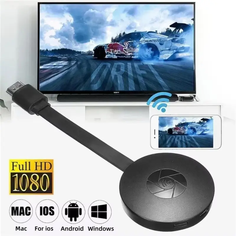 Wireless HDMI adapter, 1080P Mobile screen mirroring receiver, WiFi streaming movie and program receiver, suitable for iPhone, iPad, Android, tablets, laptops,, connecting to HD TV/monitor/projector, compatible with Miracast, AirPlay, DLNA