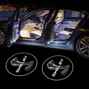 2pcs LED Car Badge Door Welcome Light Projector Lamp, Decoration for Ford Shelby Gt500 Gt350 Bronco Mustang, Auto Accessories