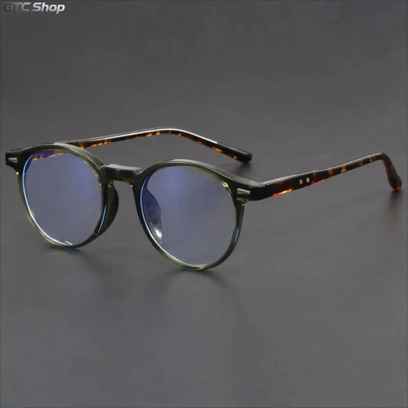 Unisex Anti-Blue Light Round Full Rim Reading Glasses, Minimalist Rivet Design Universal Fit, Casual Adult Everyday Eyewear