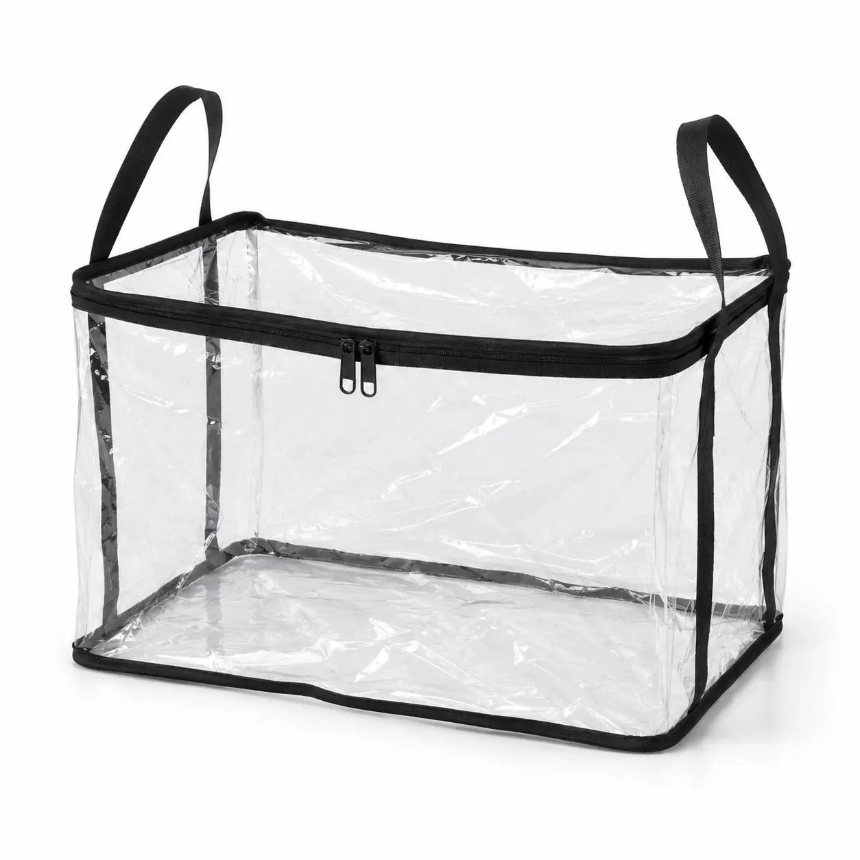 Large Transparent Plastic Storage Box with Zipper Flip Lid, Durable Dust-Proof Container for Camping, Attic, Moving, Clothes & Books