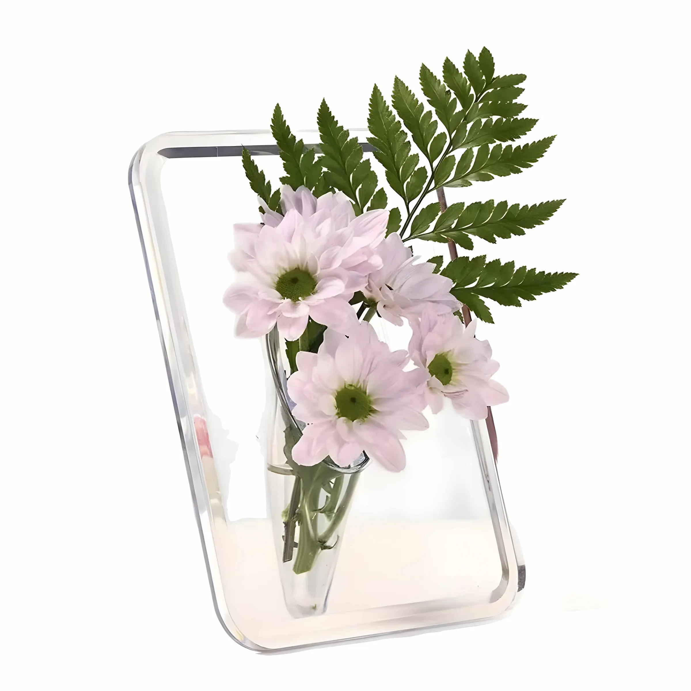 Transparent Acrylic Frame Vase, 6x8 Inch Modern Desktop Decor, Smooth Edge Hydroponic Plant Holder, Ideal Moving Gift & Holiday Present