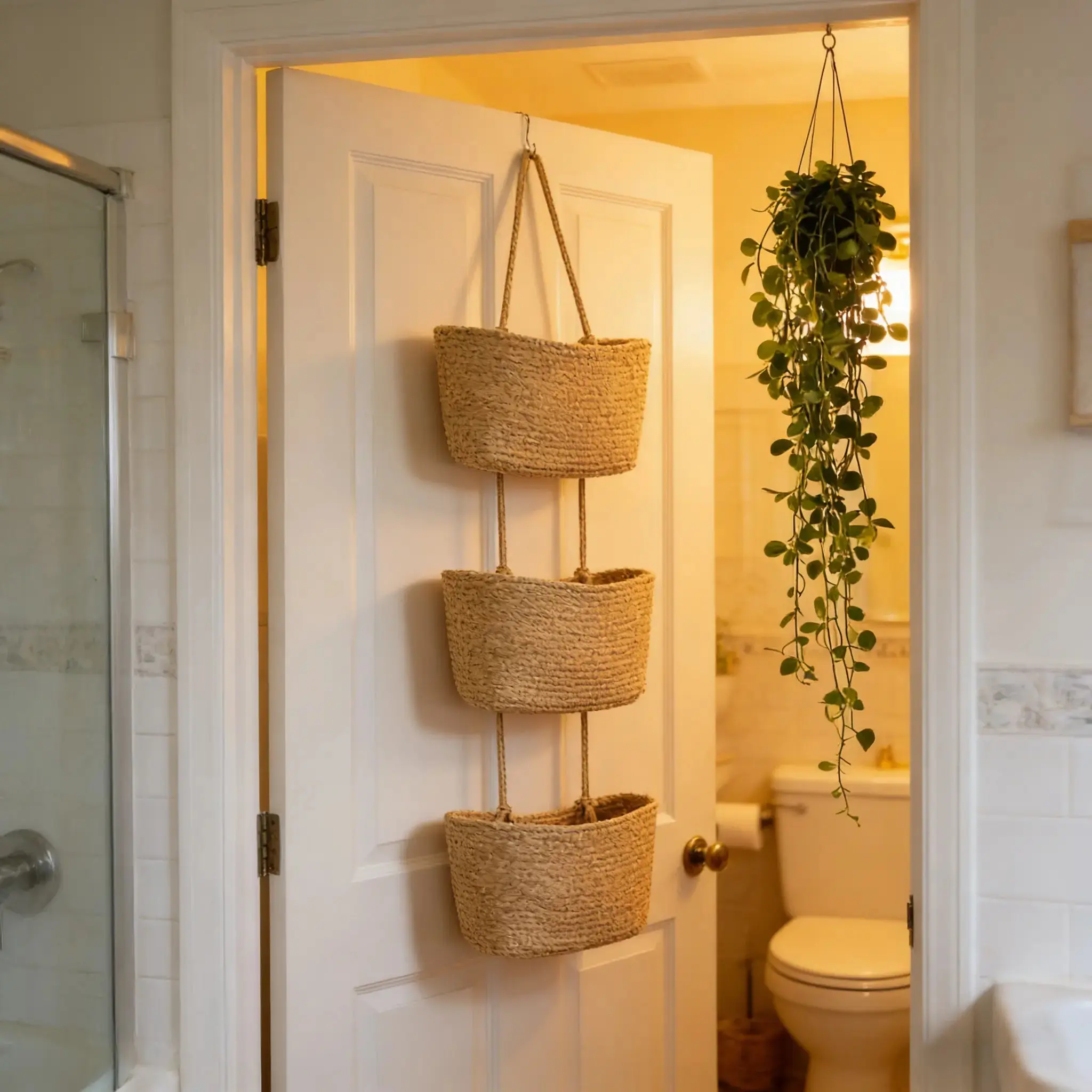 Handmade Woven Three-Layer Door Hanger Basket, Hanging Wall Basket, Storage Baskets, Wall-Mounted Hemp Storage Organizer, Baby Room Decor, Diaper and Toy Holder, Home Gift