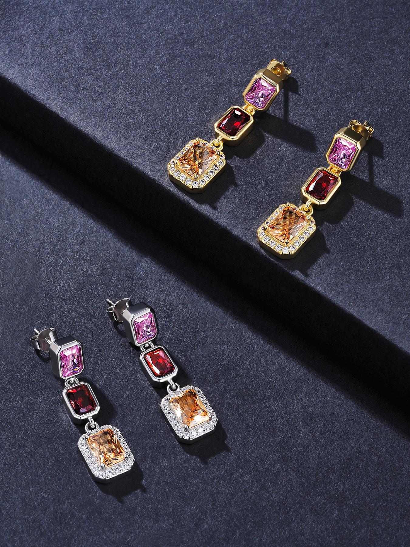 ICED CHICS 1 Pair Colorful Hip-hop Stud Earrings, Elegant and Stylish, Earrings and Trendy Jewelry, High Cost Performance, Perfect for Gifting, Dates, Valentine's Day, Birthday Gifts, High Quality Earrings