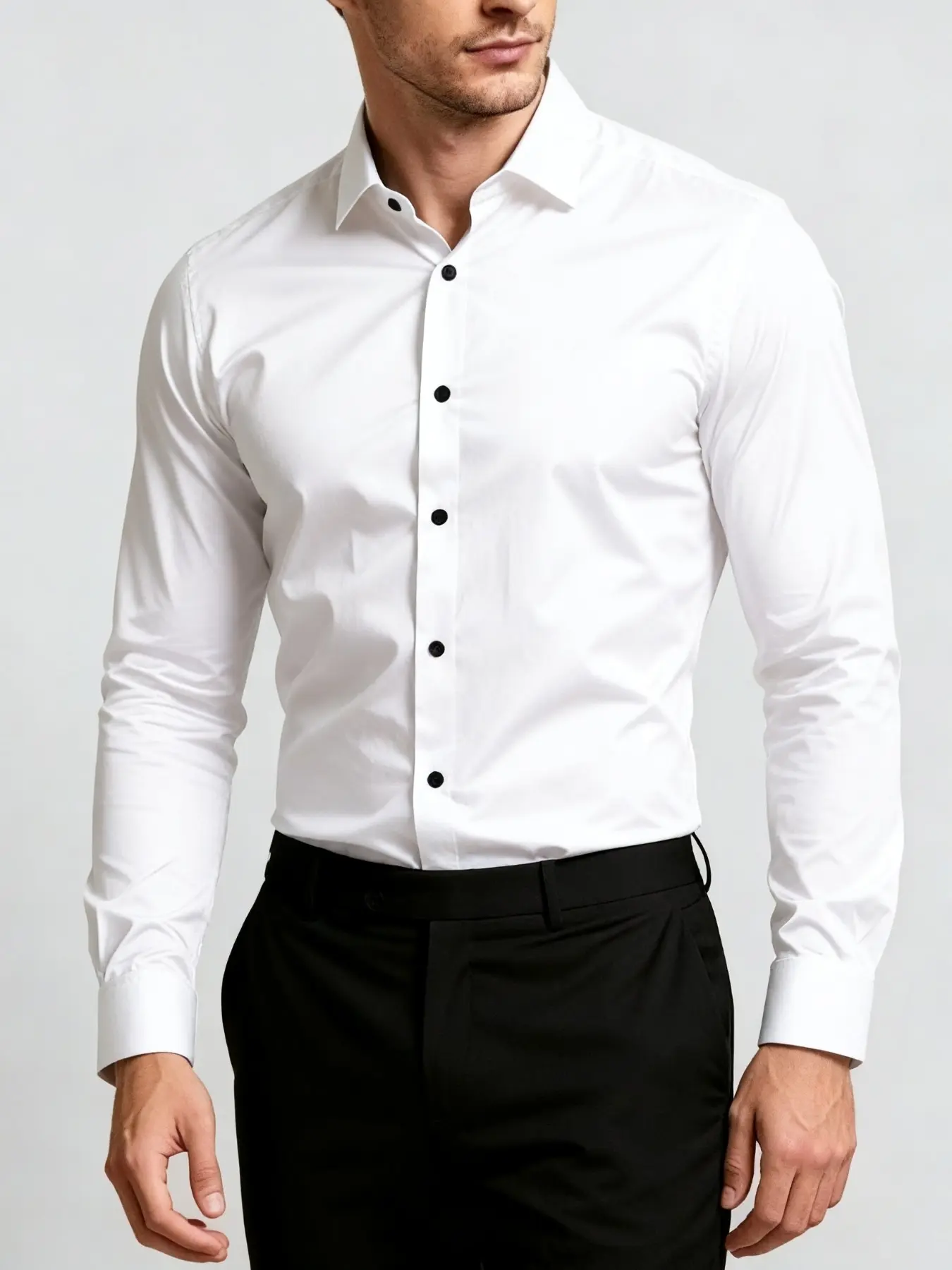 Men's Crisp Shirt, Stretchy Wrinkle-Resistant Design, Lightweight Luxury Print, Versatile Business & Casual Wear, Slimming Fit