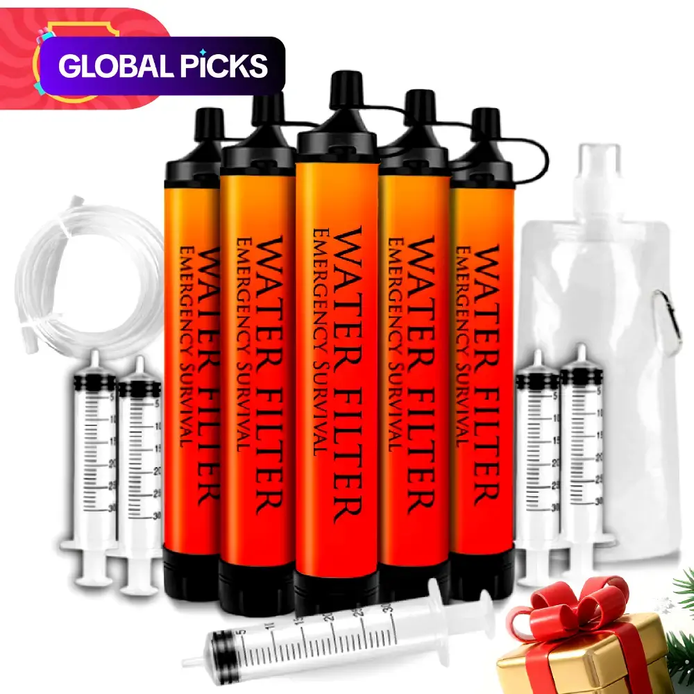 Emergency Survival Water Straw, Portable Water Filter System, Lightweight Reusable Water Purifier for Camping Supplies, Hiking Essentials, Camping Equipment, Travel, Biking and Outdoor Adventures #GLOBAL PICKS