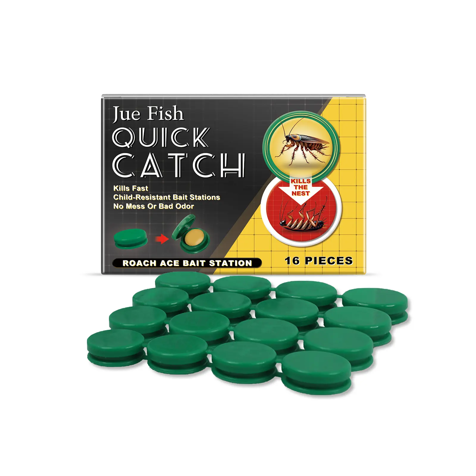 Jue Fish 24 Pack Cockroach Gel Bait & Roach Killer Indoor, Powerful Roach Repellent | Easy to Use Cockroach Deterrent Indoor Outdoor for Kitchen Home RV Corner Pet Safe