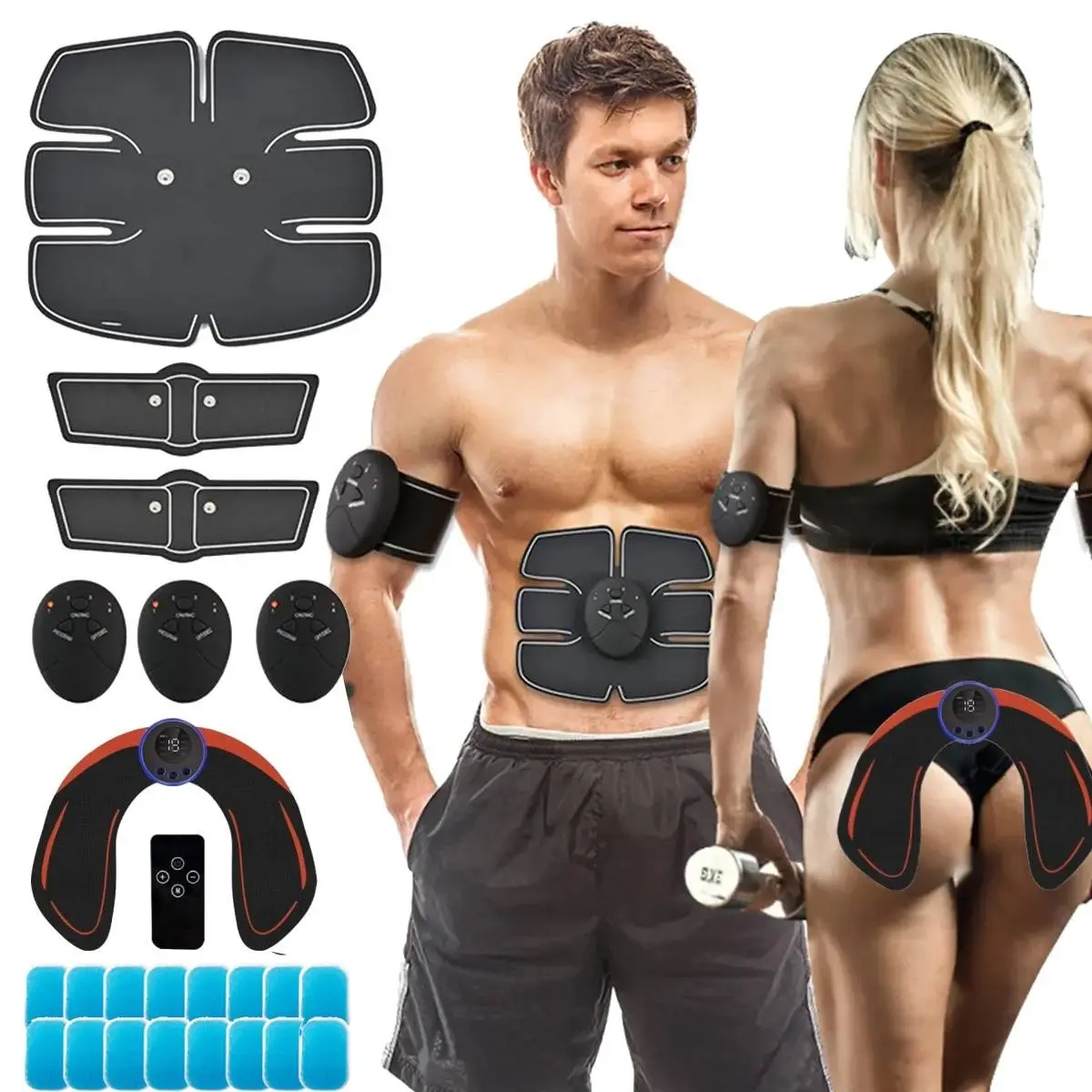 Abs Muscle Electric Stimulation Trainer, Smart Fitness System for Core Training, Rechargeable Home Use, Electric Butt Massager, Stim Tool