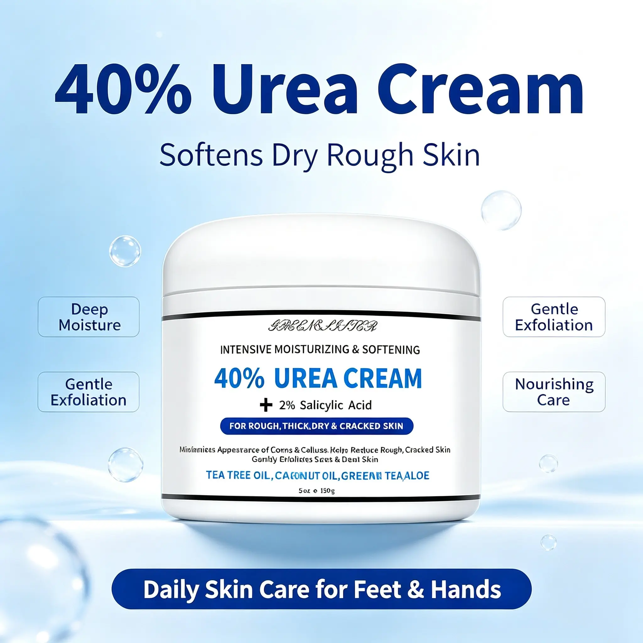 Body Lotion with 2% Salicylic Acid & 40% Urea, Deep Moisturizing Hydrating Cream for Hands, Feet, Elbows, Softens Rough Dry Skin, Daily Body Care