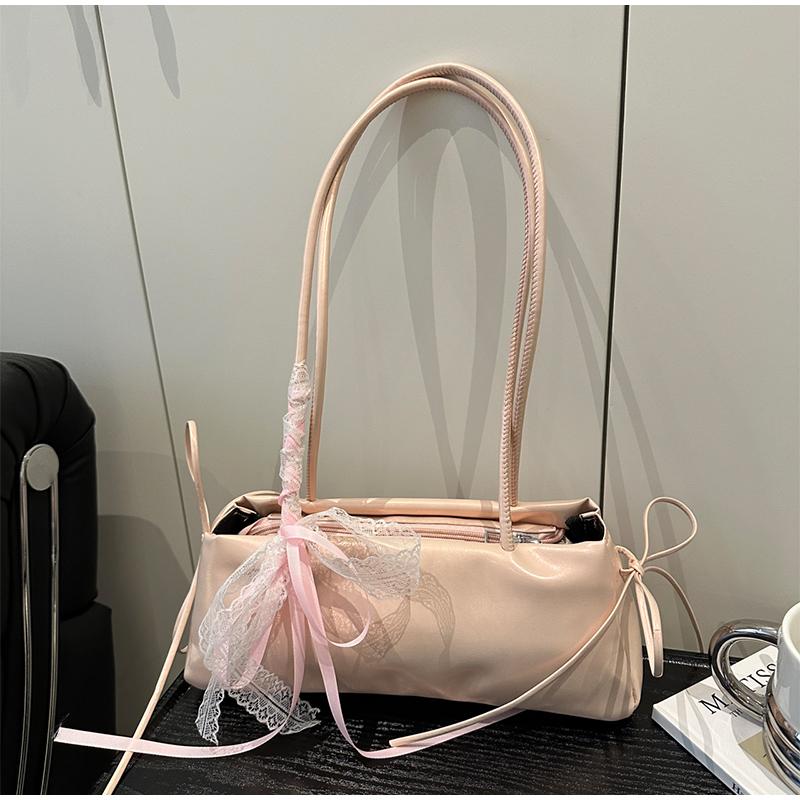 French Elegant Square Bag Korean Bow Decoration Pu High-quality Bag Niche Simple Ballet Style Shoulder Bag New Casual Women Bags