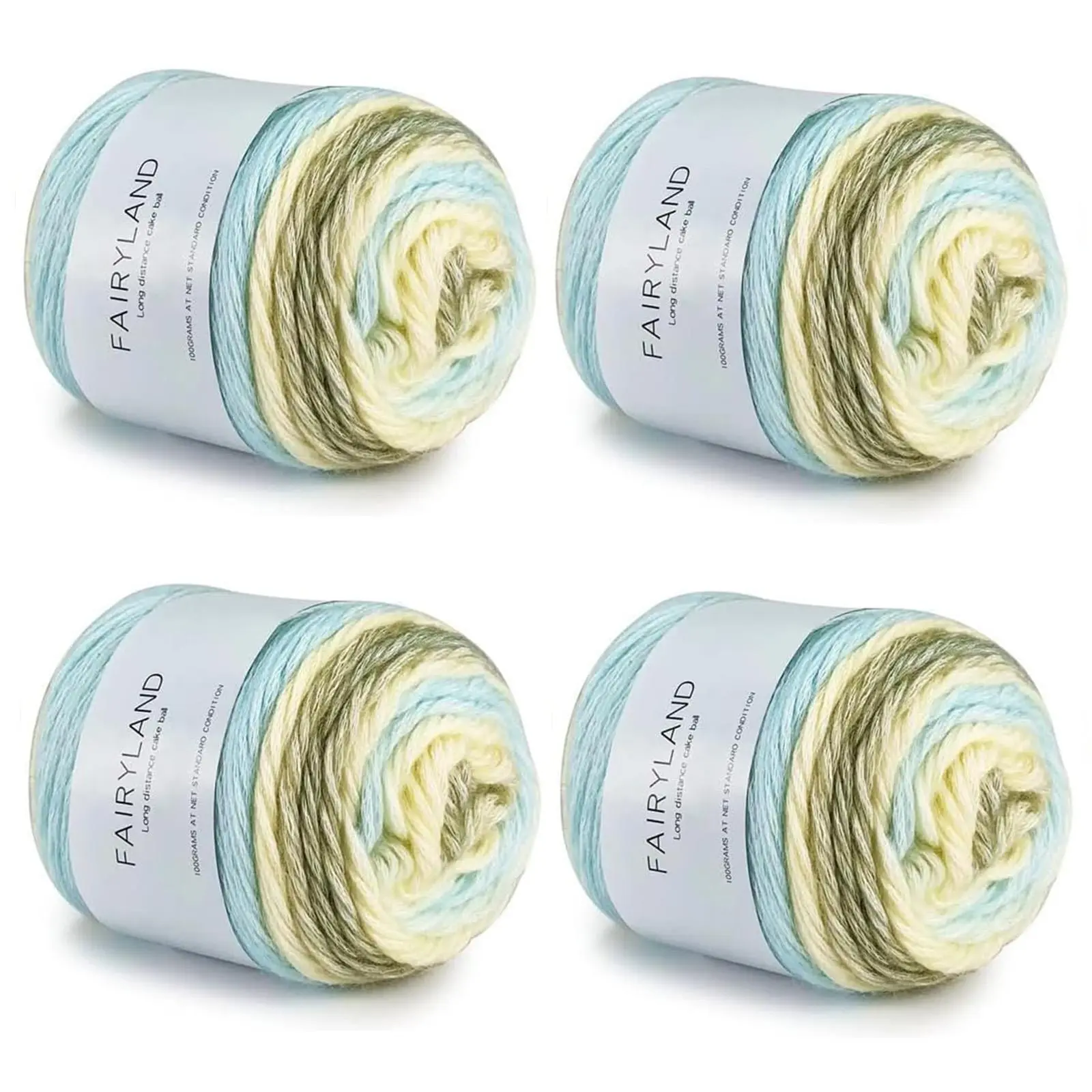 4 Packs Yarn for Crocheting Knitting  Gradient Cake Yarn,100g/3.52 oz-DK Light Weight #3-60% Cotton 30% Acrylic 10% Wool.Colorful Soft Rainbow Cotton Crochet Yarn Perfectfor Scarves, Shawls, Blankets and Garments