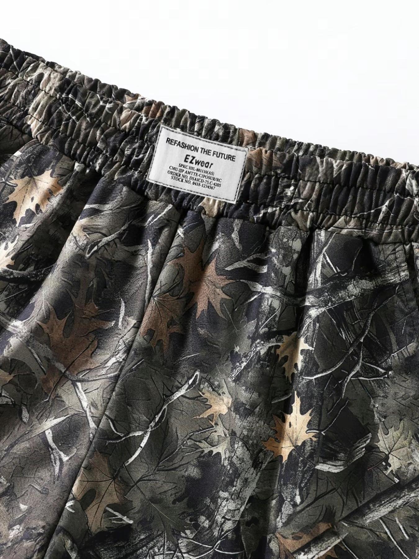 Women's Casual Loose Fit Shorts, Elastic Waist Camo Print, Summer All-Season Versatile Pants, Sporty Style, Plain Design