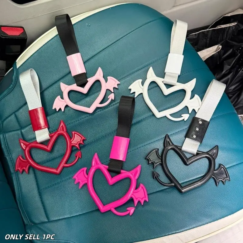 1PC JDM Devil Heart Shaped Car Tow Strap Ring - Modified Bumper Decorative Pull Ring Car Ornaments Car Decorations Automotive Decoration Vehicle Decoration