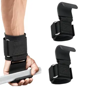 Heavy Duty Weight Lifting Hooks with Wrist Grips Protective Gear, Padded Wrist Support Straps for Men, Non-Slip for Deadlift, Strength Training Home Gym Equipment